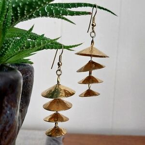 Hammered Brass Tiered Earrings